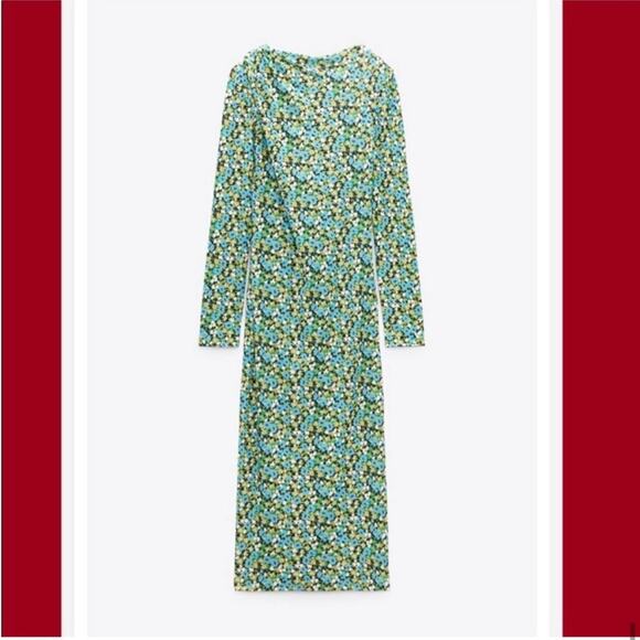 Zara Midi Floral Dress Size Large - Picture 13 of 15